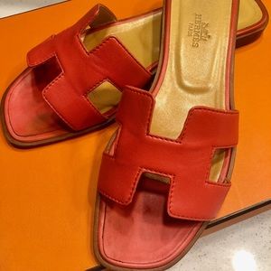 Authentic* Hermes Red Oran Sandals